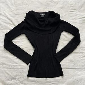 Y2K Black cowl neck long sleeve shimmer sweater Size small